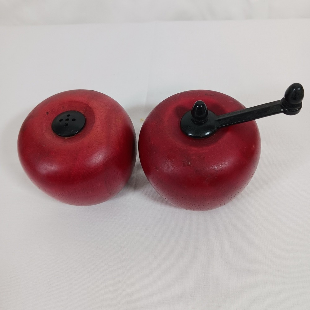 Unbranded Salt and Pepper Mill Set Unisex OS Red Excellent Apple Wood Crank - Picture 2 of 4